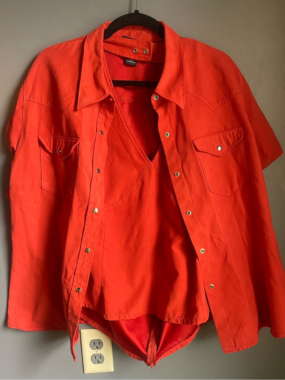 Vintage orange 2pc halter/button up size 18-22